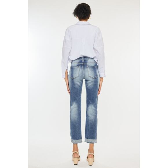 Kancan High Rise Cuffed Straight Jeans - KC9250M - Size 7/27 - Picture 2 of 8